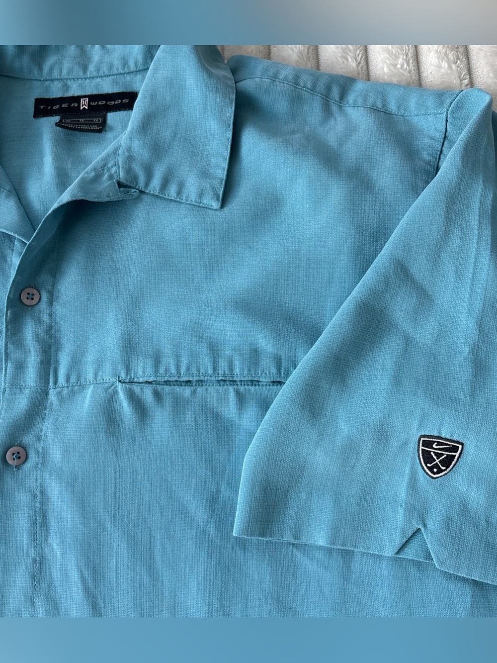 Nike Tiger Woods TW Collection Blue Golf Shirt XL Vintage Short Sleeve Luxury